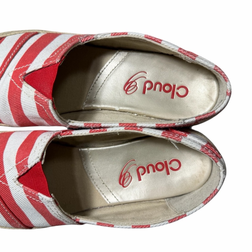 Cloud 9 Red and White Striped Espadrilles